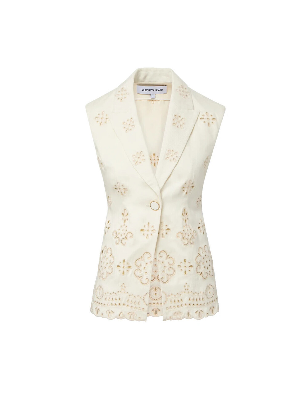NEW, Veronica Beard Townes Eyelet Vest-Dove white Size 10 #SJ2691